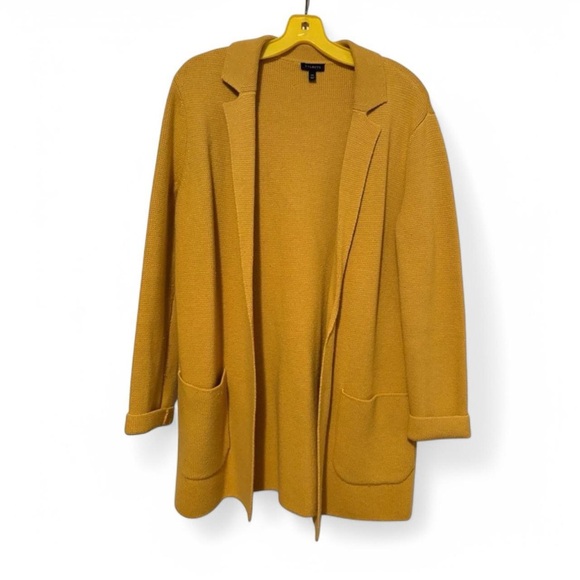 Talbots Mustard Yellow Open Front Wool Blend Cardigan XS - Picture 1 of 4